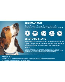 Infografía explicativa de que Seresto reduce le riesgo de transmisión de la Leishmaniosis y es repenete.