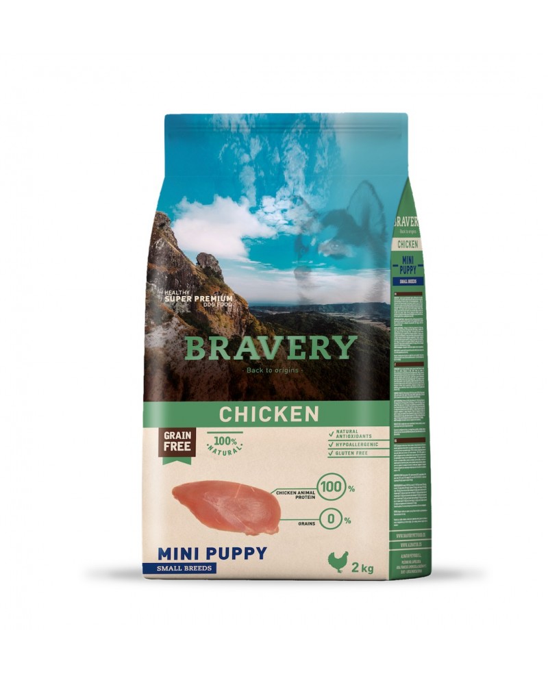 saco de Bravery pienso perro cachorro mini pollo 2 kg